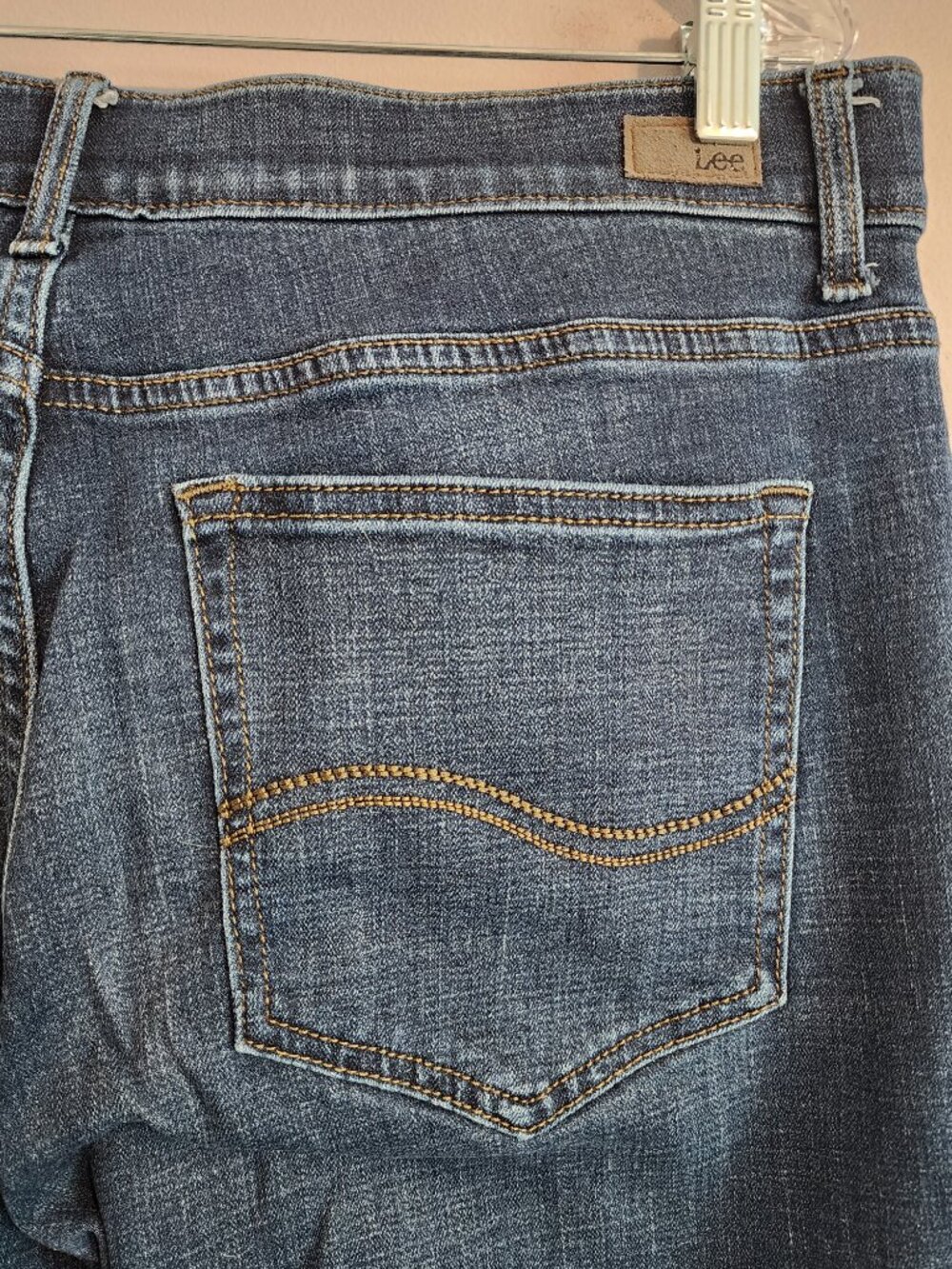2/$25 Lee Flex Motion Mid Rise Regular Fit Bootcut Dark Wash Jeans Size 16 Long - Picture 8 of 10